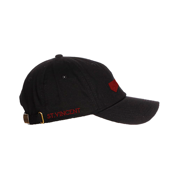 Black cap with Prada logo side profile
